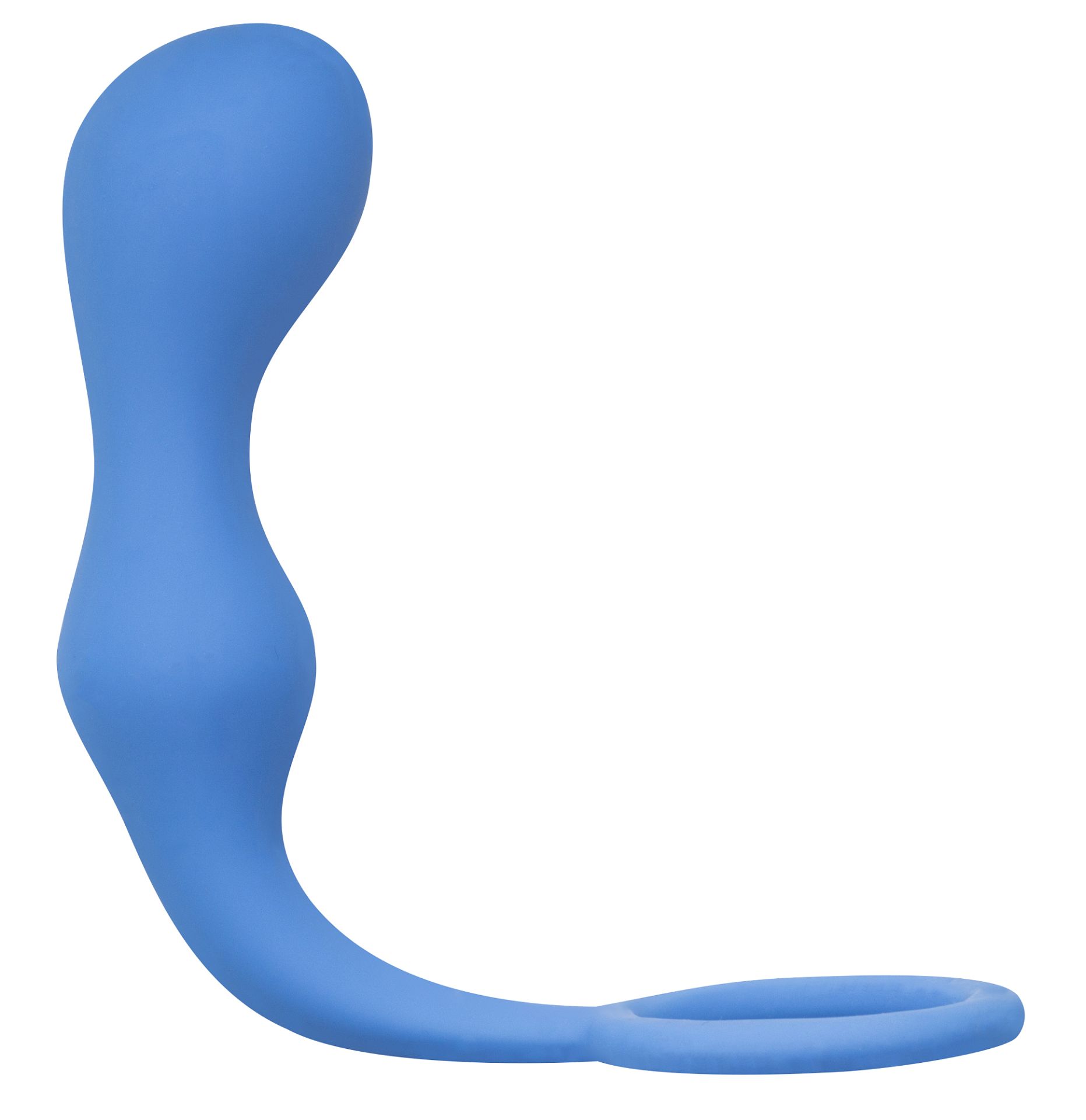 Эрекционное кольцо с анальной пробкой Double Pleasure Anal Plug Blue  4217-03Lola