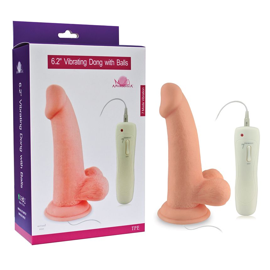 Вибратор телесный 6" Vibrating Dong with Balls 84012fleshHW
