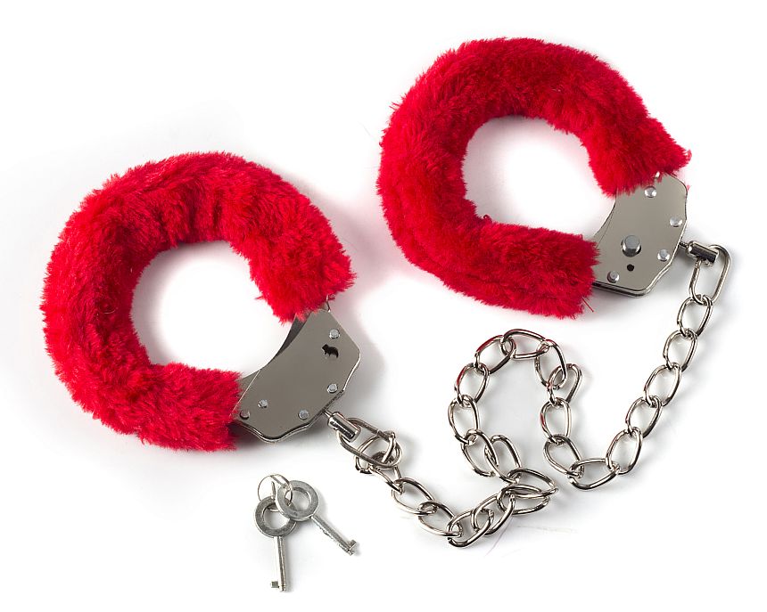 Меховые оковы на ноги BONDAGE красные 1020-02lola