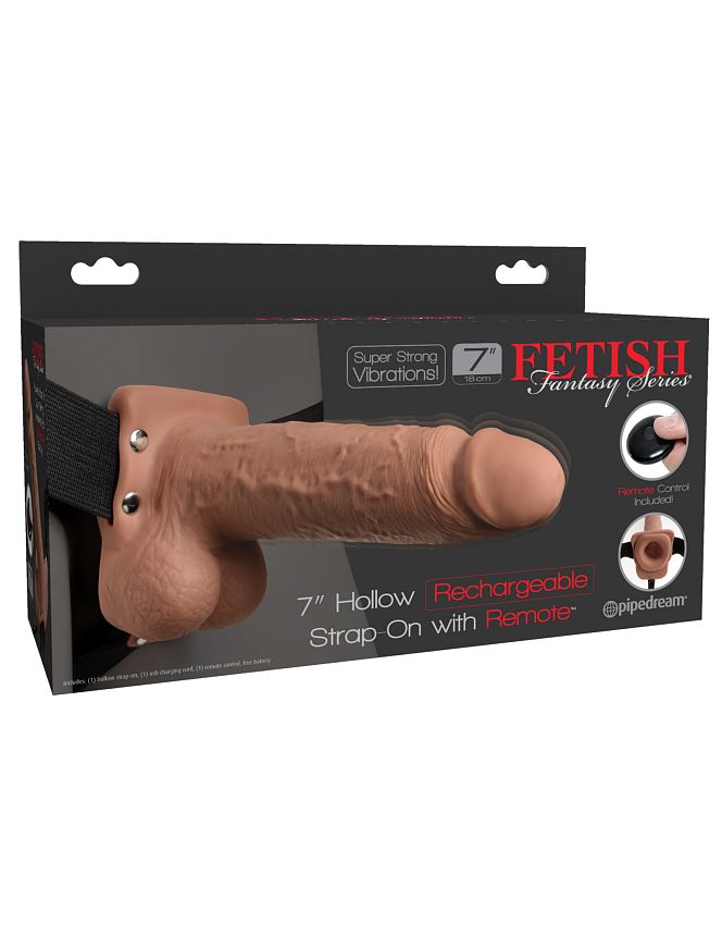Страпон с Вибрацией 7" HOLLOW STRAP ON Tan 339122PD