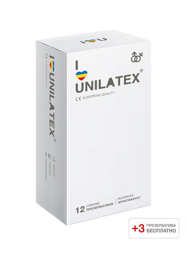 Презервативы Unilatex Multifruits 12 шт+3шт в подарок 3014Un