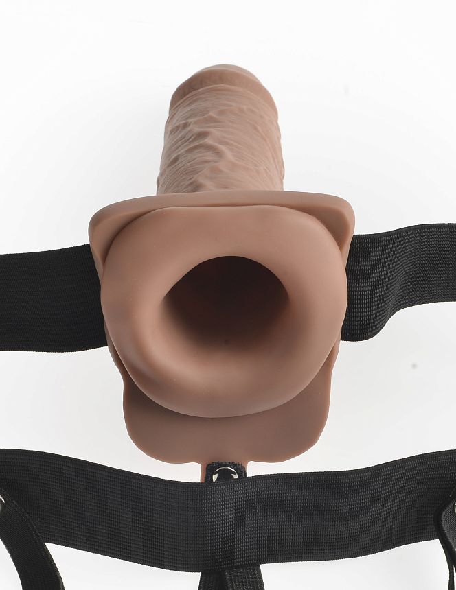 Страпон с Вибрацией 7" HOLLOW STRAP ON Tan 339122PD