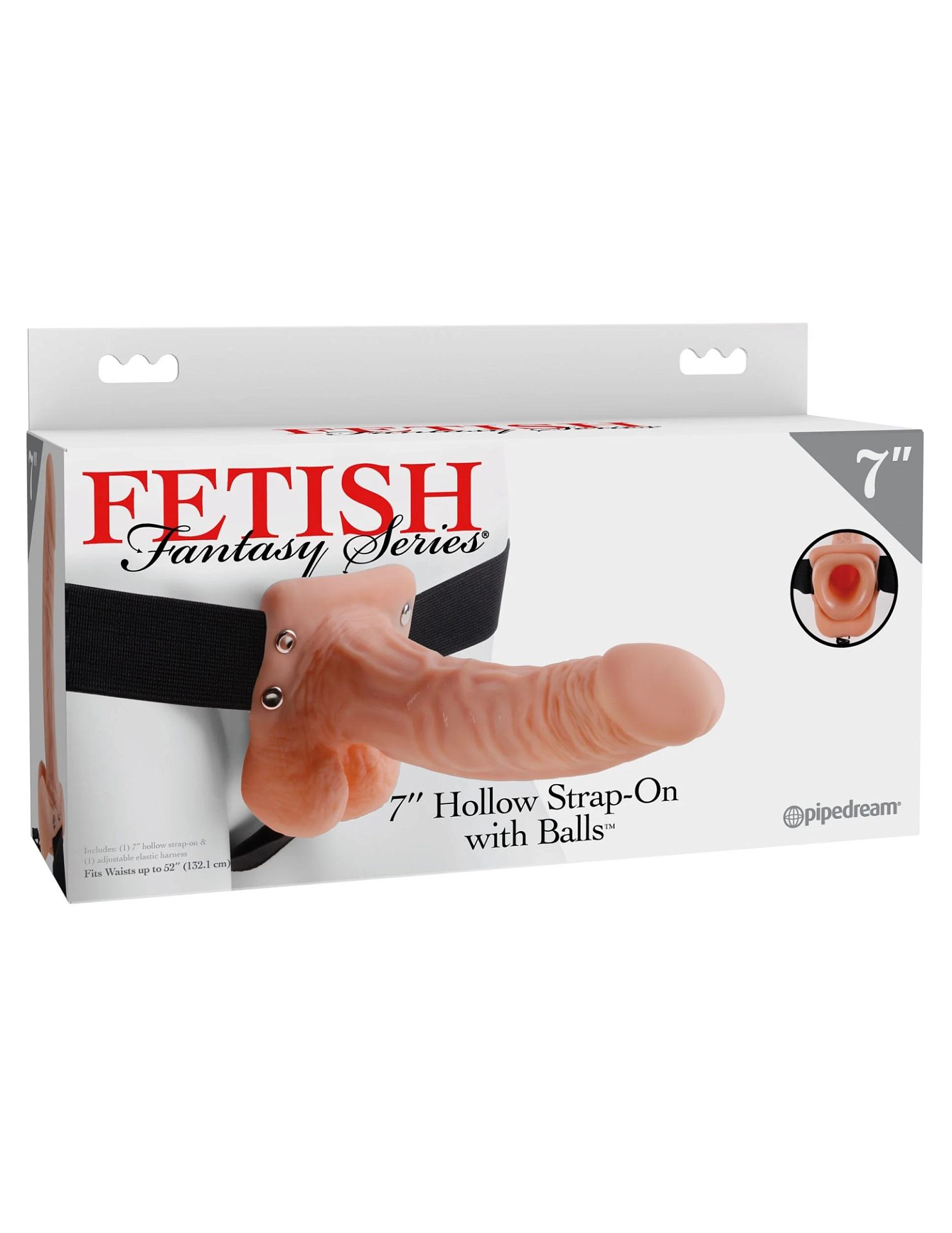 Страпон Fetish Fantasy Series 7" Hollow Strap-On with Balls - Flesh/Black Pipedream 337321PD