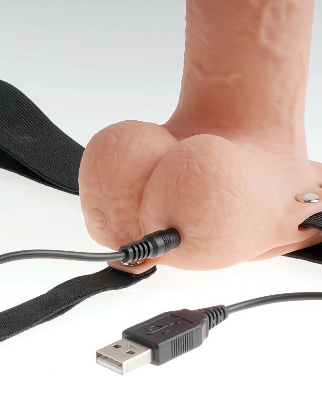 Страпон Fetish Fantasy Series 7" Hollow Strap-On - Flesh/Black Pipedream 339121PD